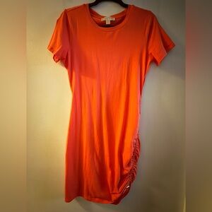 Michael Kors Vibrant Orange Ruched Dress US Size M